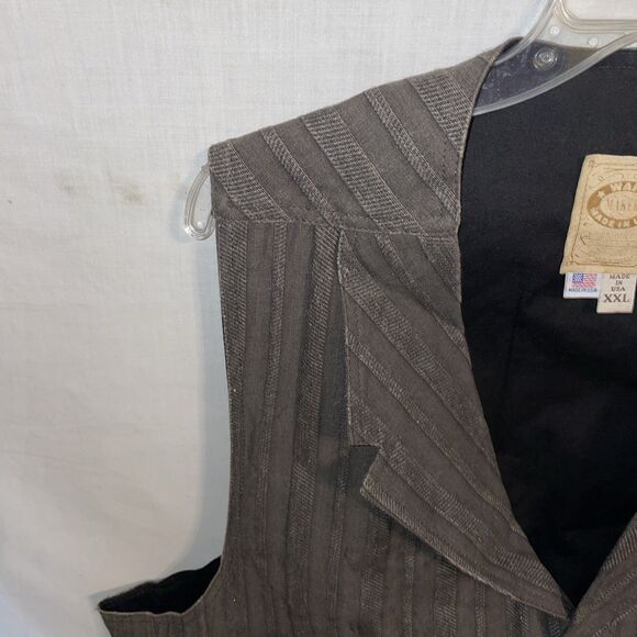 WAH Maker Men’s Western Vest Size 2XL Brown Striped Cowboy Rodeo Outdoors - Picture 5 of 12